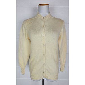 Vintage Bucks Countian Jacques de Loux ‎ Womens Cream Wool Cardigan Sweater 38